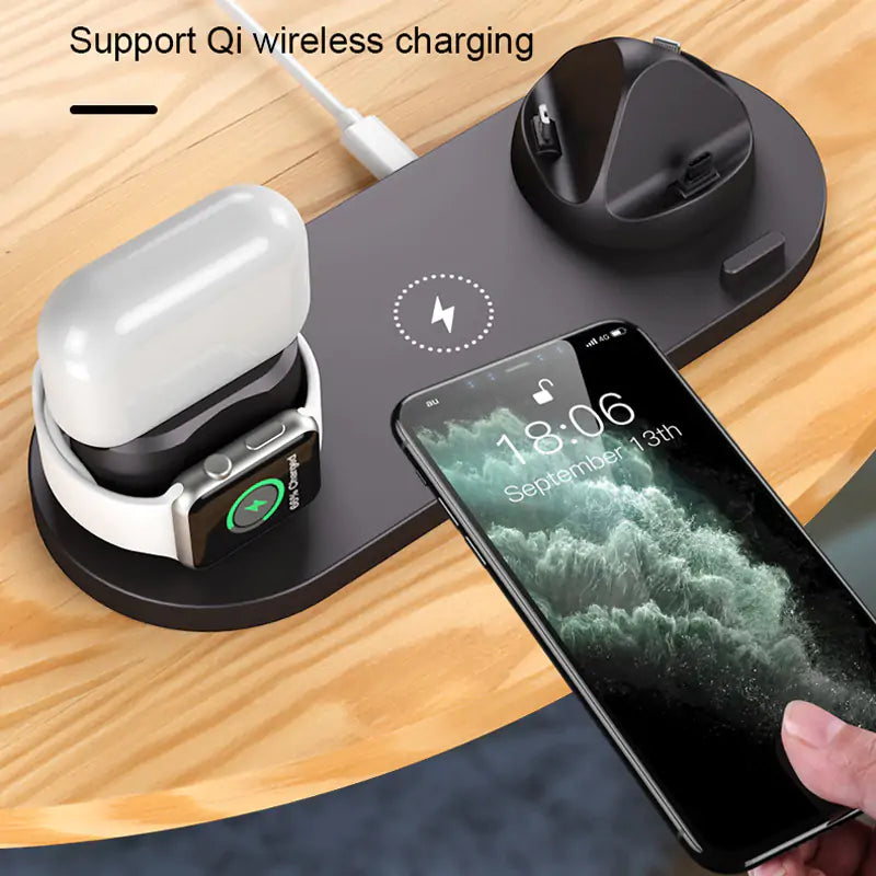 15W 6-in-1 Wireless Charging Station with Qi Technology
