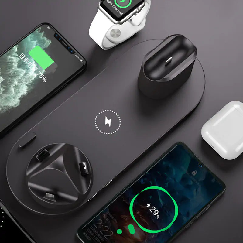 15W 6-in-1 Wireless Charging Station with Qi Technology